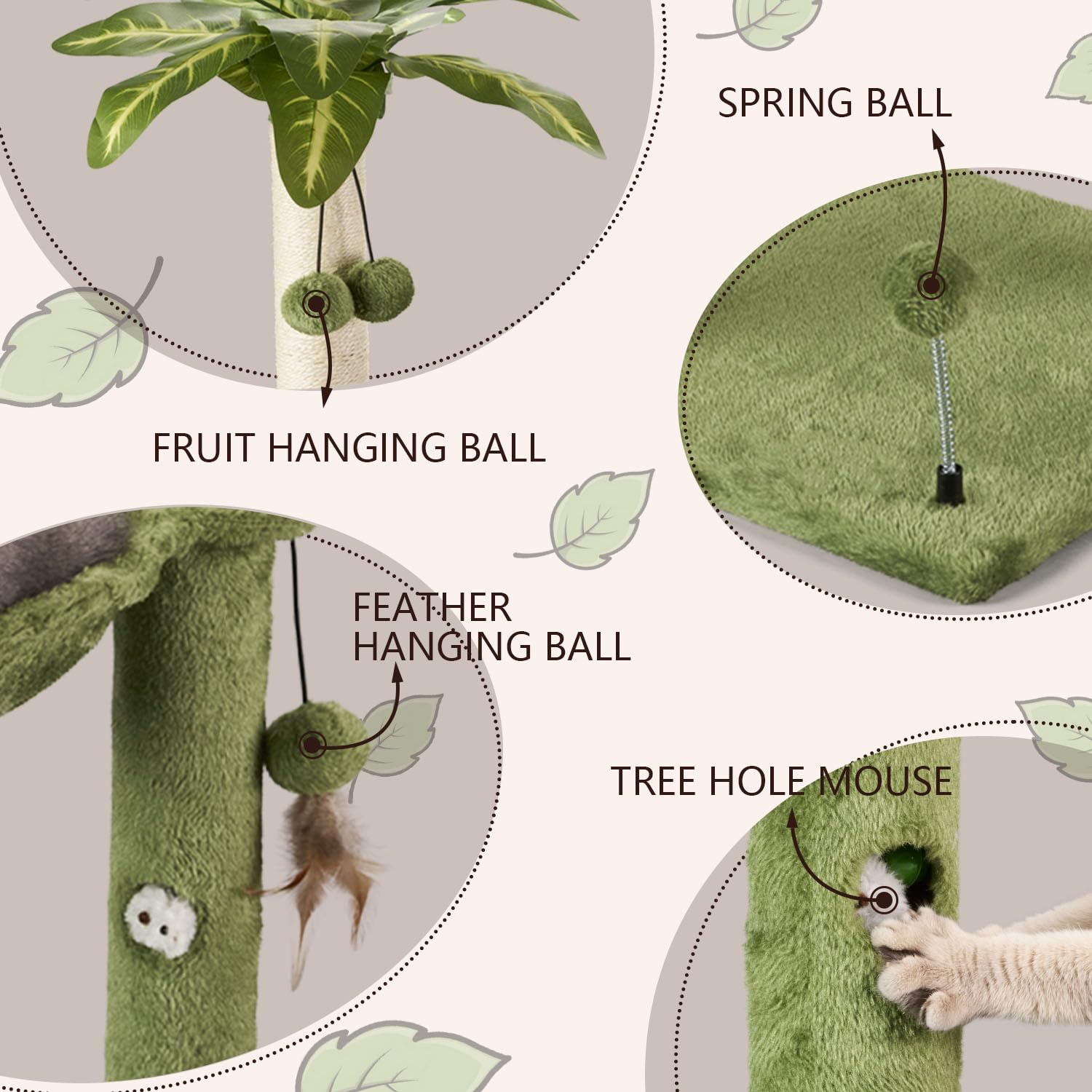 MECOOL cat tree hanging ball toys encourage interaction