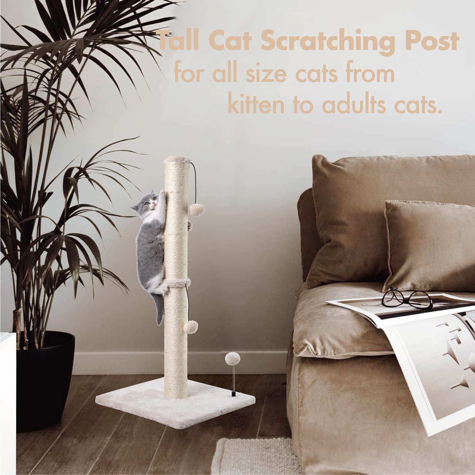 MECOOL neutral-beige cat tree blends with home décor for easy integration