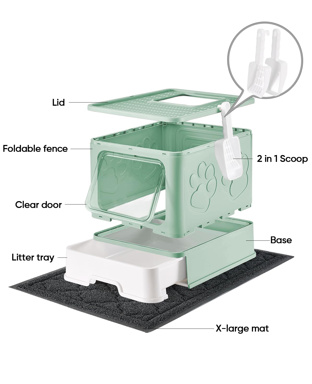 Medario 2in1-litter-scoop speeds cleaning with a built-in rake.