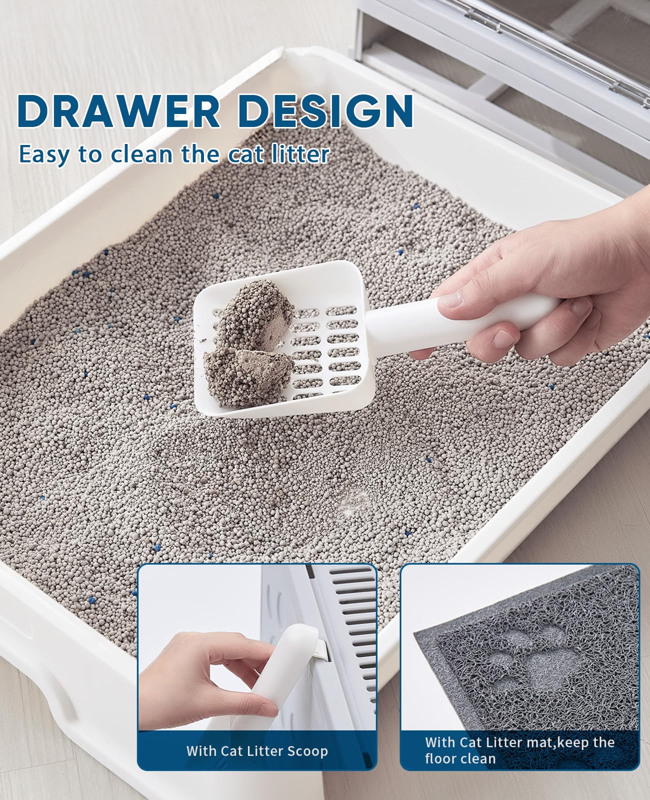 Medario spacious litter box interior ready for comfortable cat movement