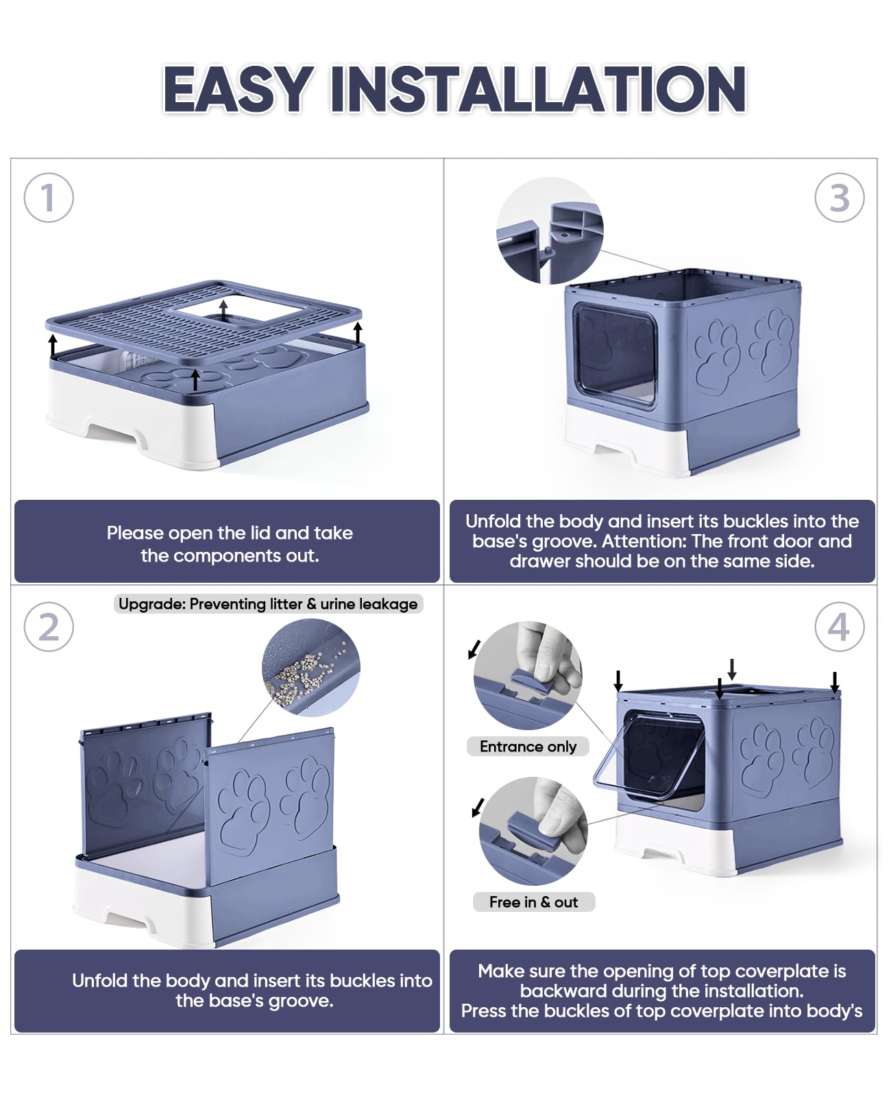 Medario pull-out drawer simplifies removing used litter with minimal mess.