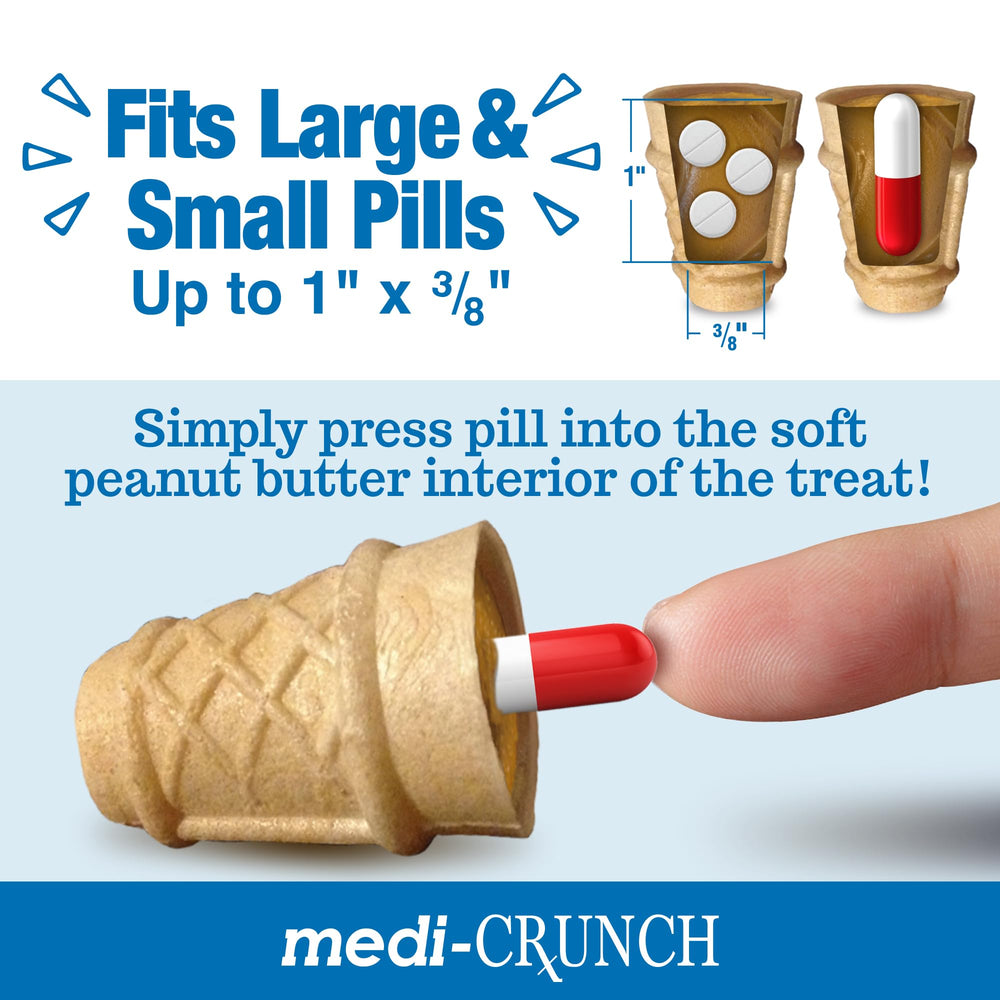 Medi-Crunch pill-wrap closeup showing easy capsule placement.