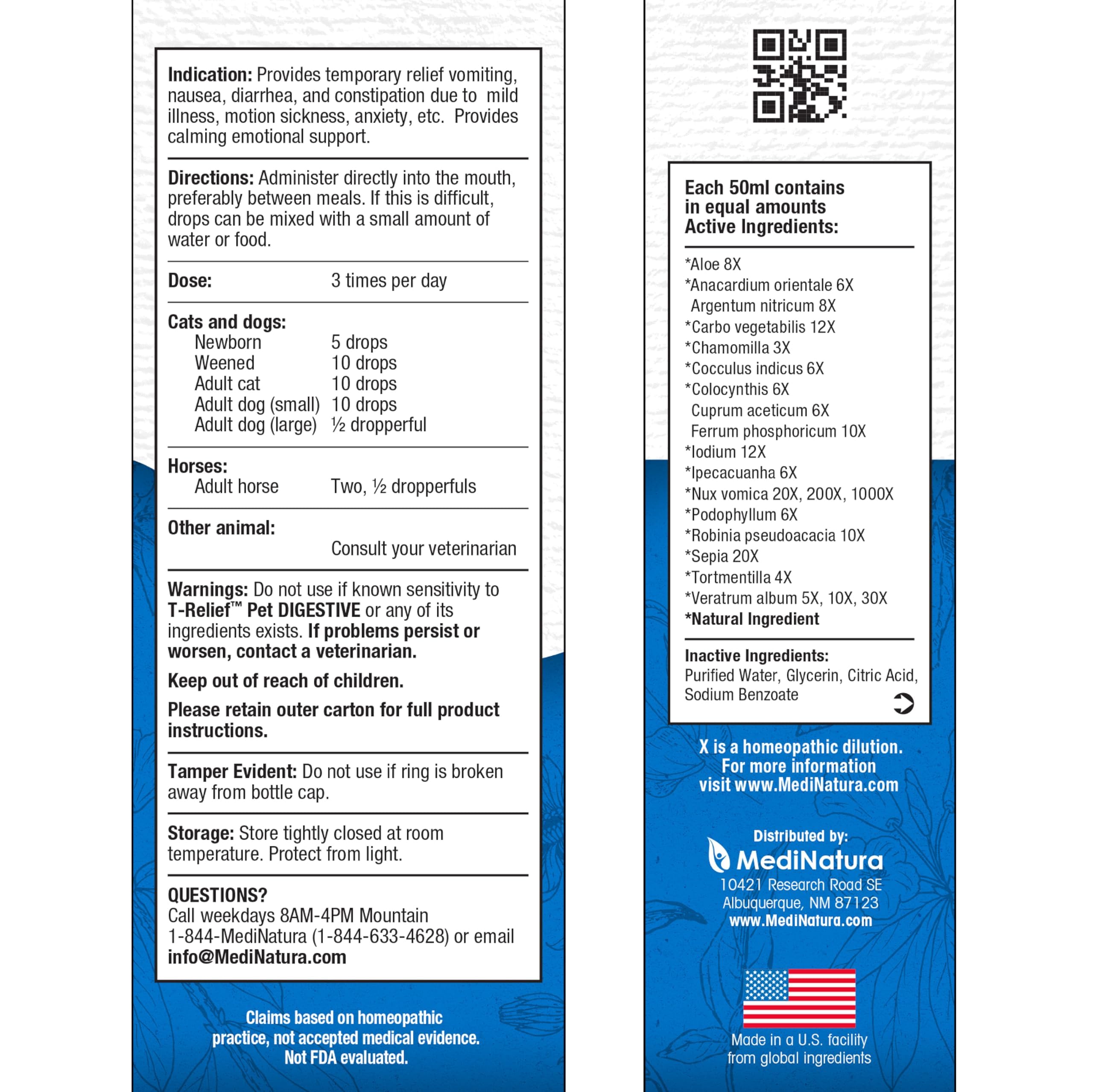 MediNatura T-Relief Drops dropper ready for precise pet dosing.