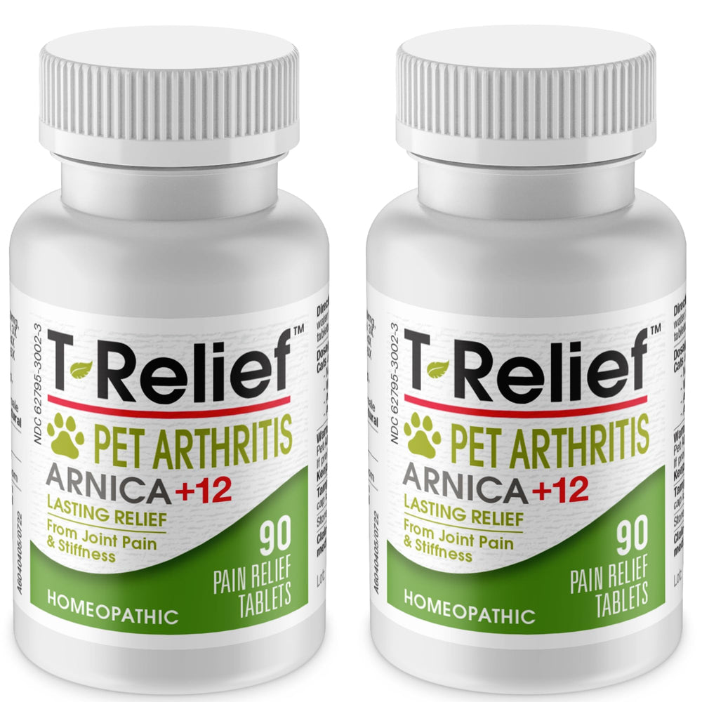 MediNatura T-Relief pack front shows nature-powered arthritis support for pets