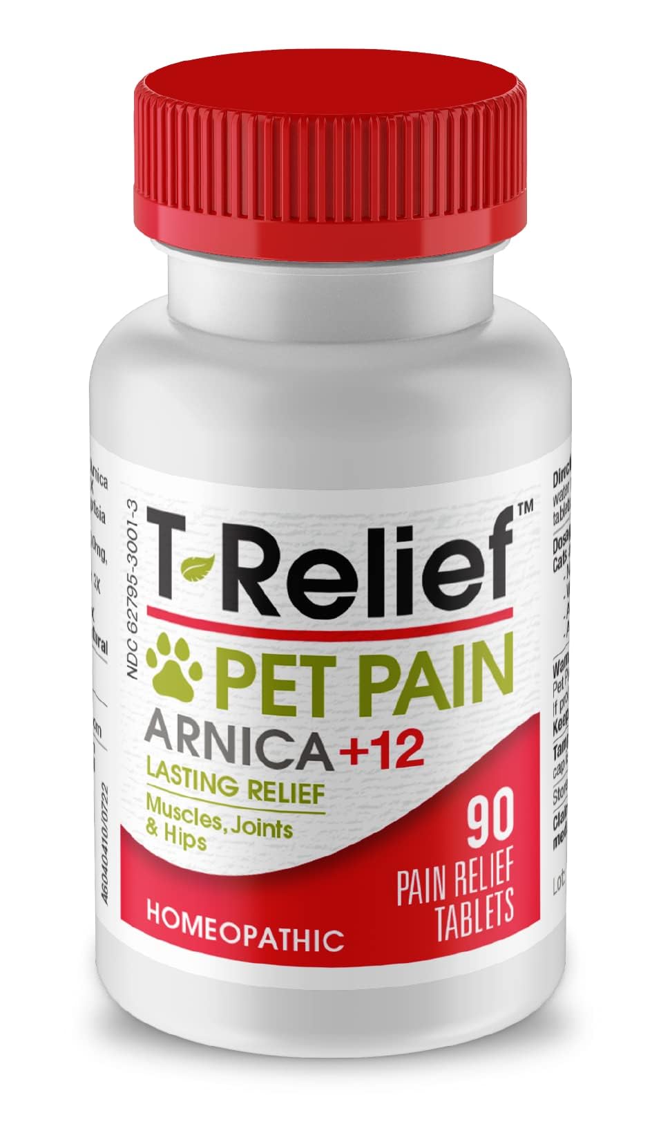 MediNatura T-Relief pet pain tablets bottle shows easy-dose packaging for gentle relief.