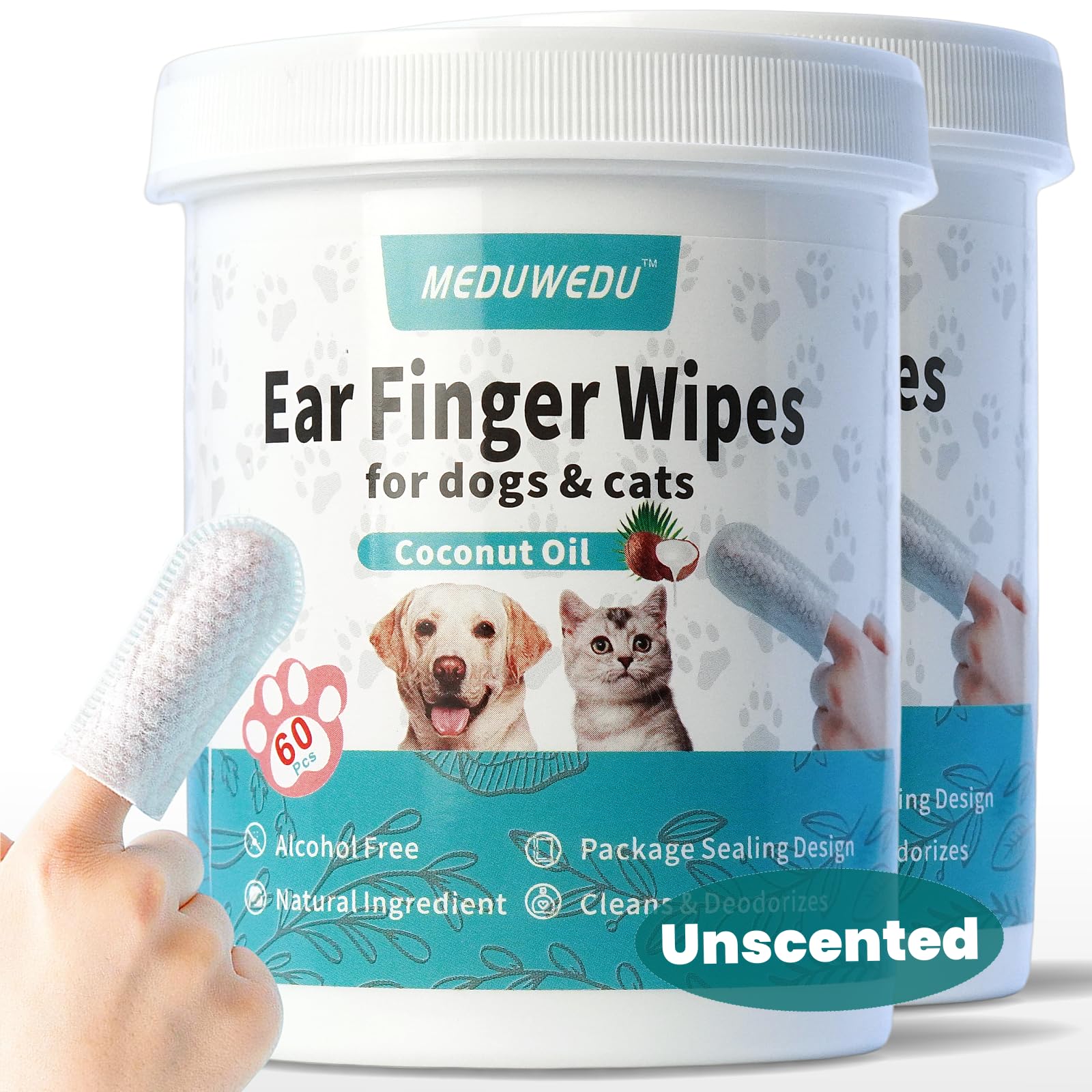 MEDUWEDU ear cleaner finger wipes packaging shown for quick home ear cleaning