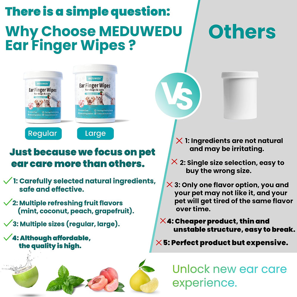 MEDUWEDU ear cleaner finger wipes regular size ideal for small pets