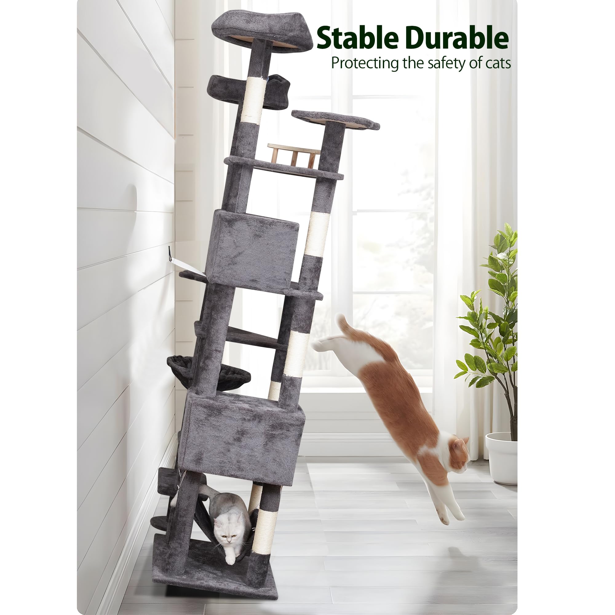 Meecal cat tree is easy to assemble and simple to wipe clean.