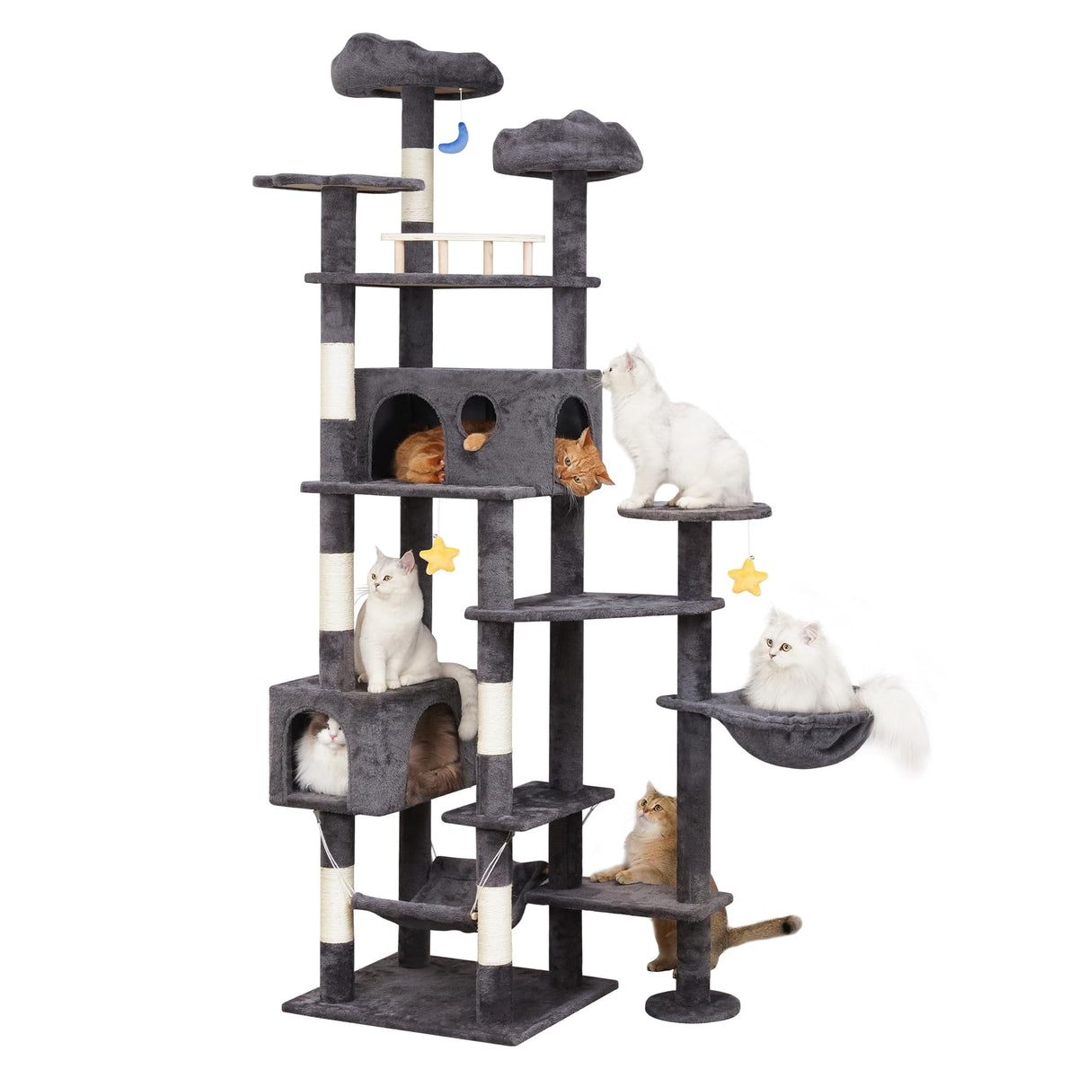 Meecal 85in giant cat tree exterior cloud bed adds whimsical style and comfort.