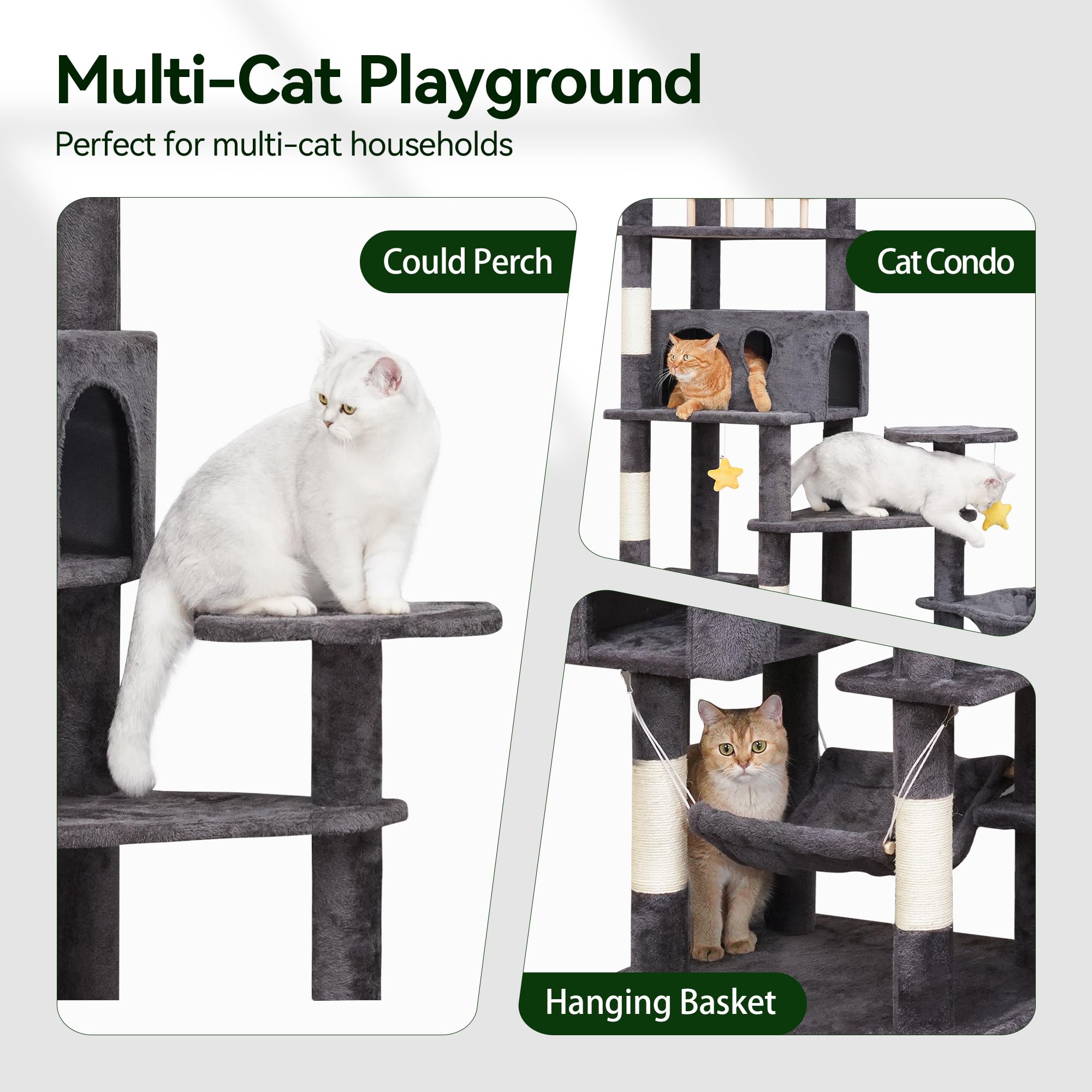 Meecal plush perch offers soft resting spots for lounging after play.