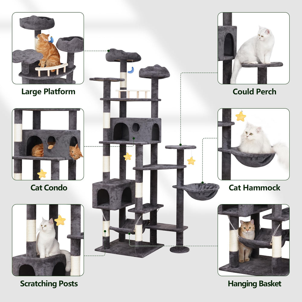 Meecal cat tree with sisal posts supports active scratching and furniture protection.