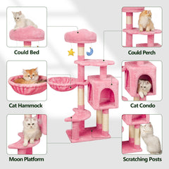 Meecal 43-inch cat tree dangling toys spark interactive play sessions