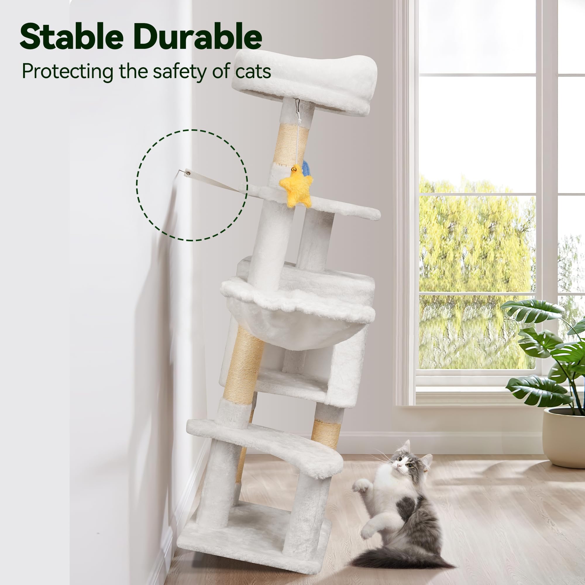 Meecal easy-assembly cat tree helps you set up quickly.