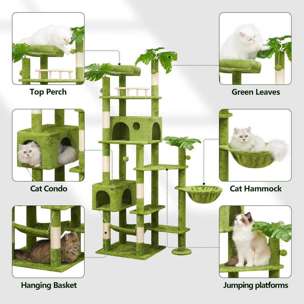 Meecal cat tree green exterior design brightens room while entertaining cats