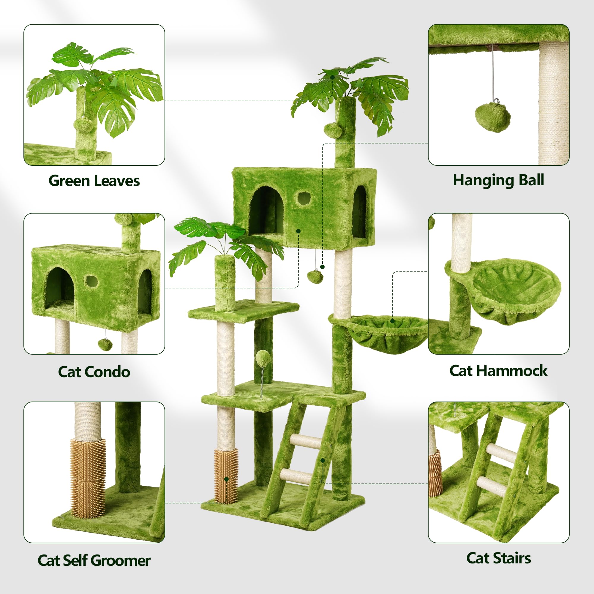 Meecal cat tree green exterior design adds bright decorative touch to your room