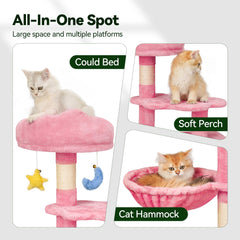 Meecal cat tree multi-level climbing encourages exercise and exploration