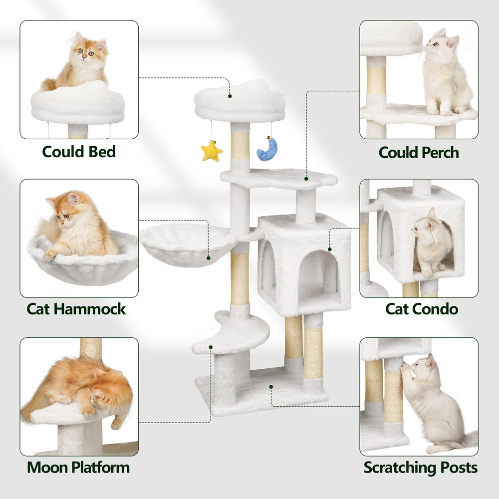 Meecal cat tree with sisal posts encourages scratching and keeps furniture safe.