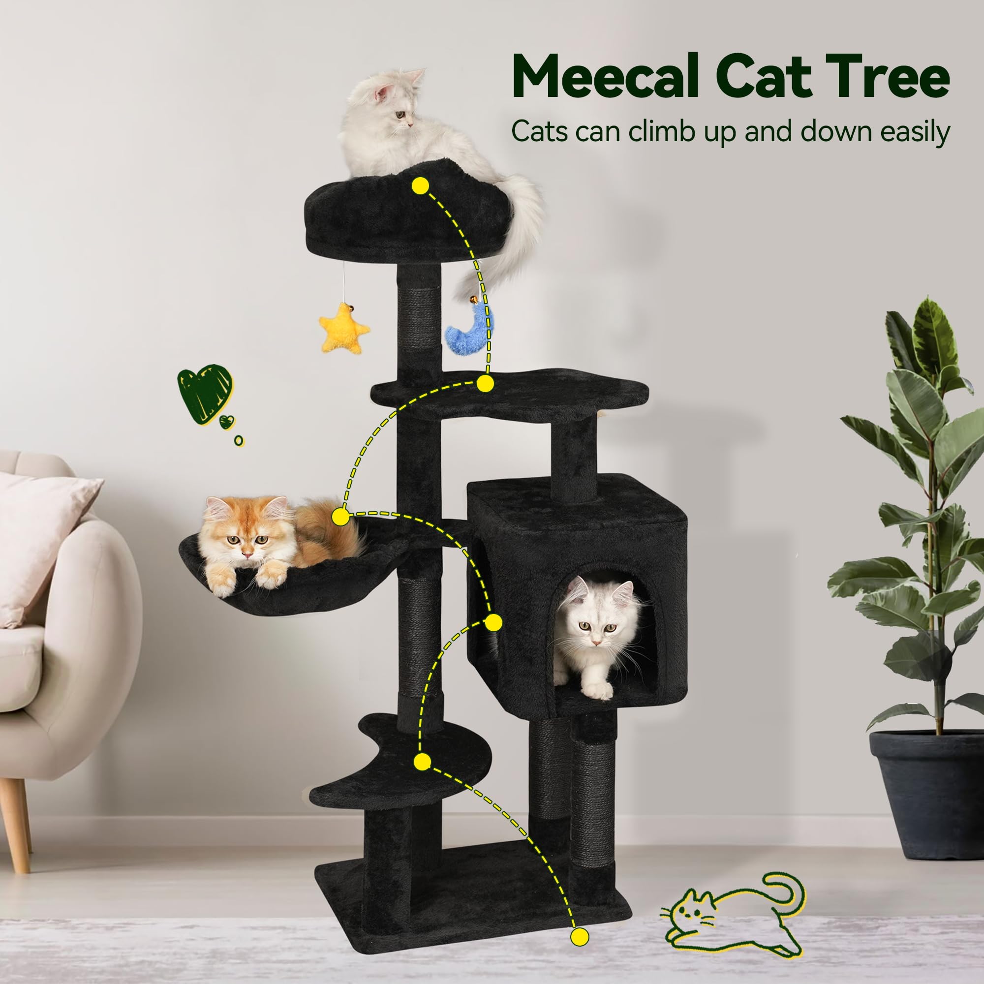 Meecal Gothic Black Cat Tree easy cleaning with lint roller