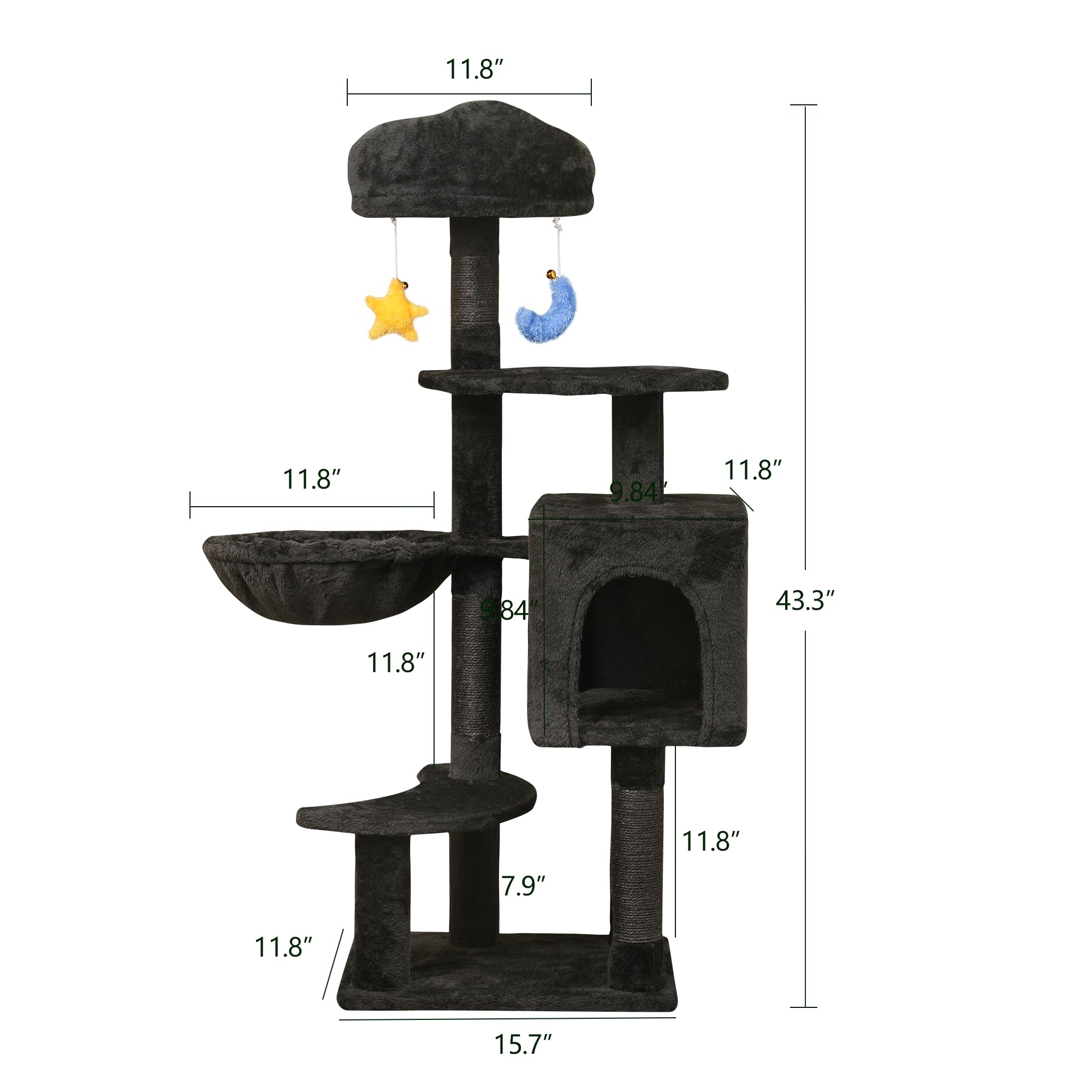 Meecal Gothic Black Cat Tree multi-level climbing for kittens