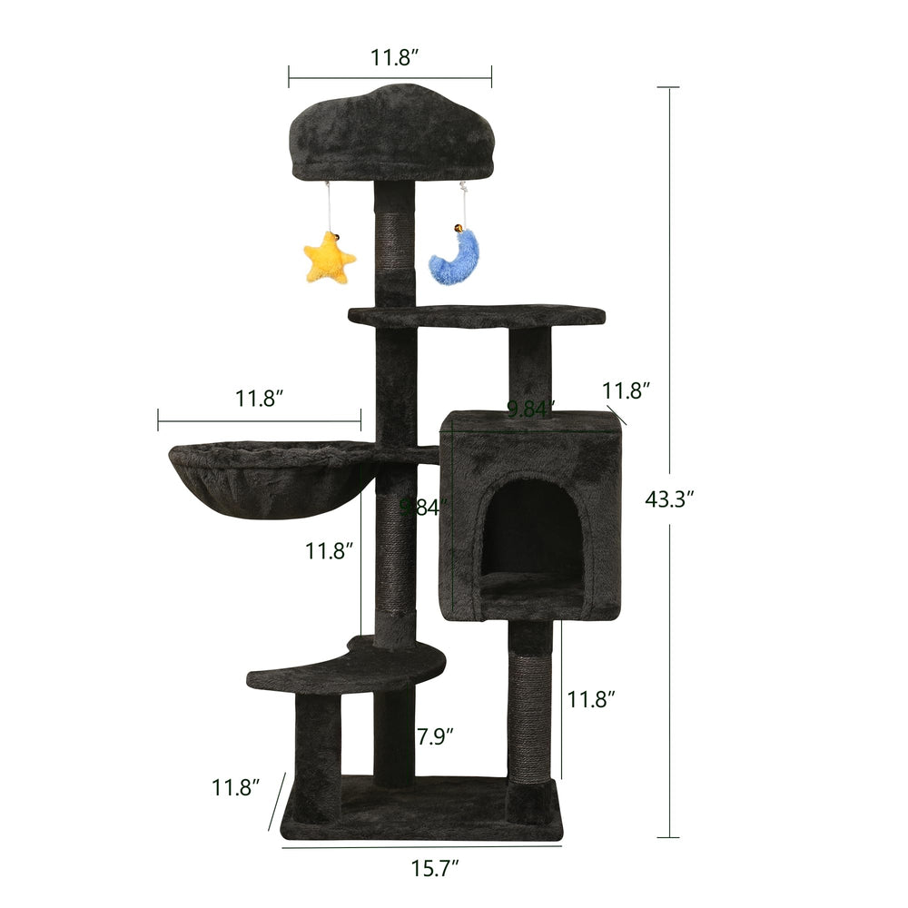 Meecal Gothic Black Cat Tree multi-level climbing for kittens