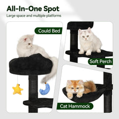 Meecal Gothic Black Cat Tree plush toy balls for engaging play
