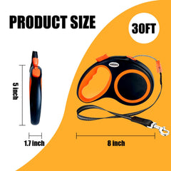 Meekamar retractable leash with non-slip handle for comfortable grip on long outings.