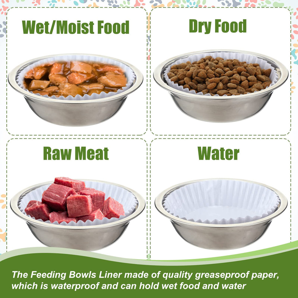 Meekoo pet feeding station bowl liner compatible with various stations for hygienic feeding.