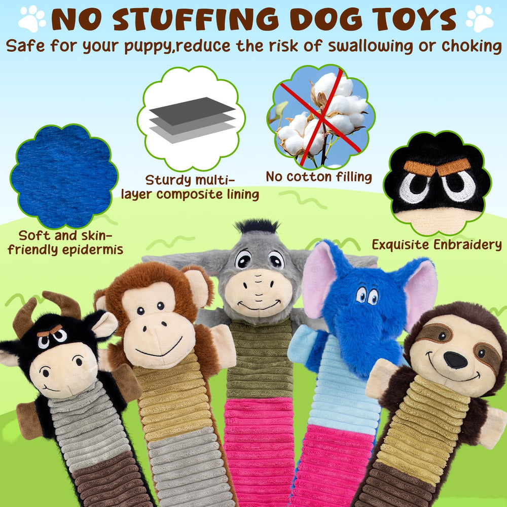 Meetyooo elephant dog toy with crinkle and squeak for canine entertainment.