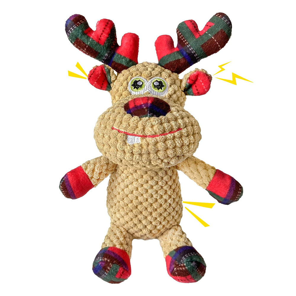 MeetYooo Christmas Elk dog toy squeaky for interactive festive play and stimulation