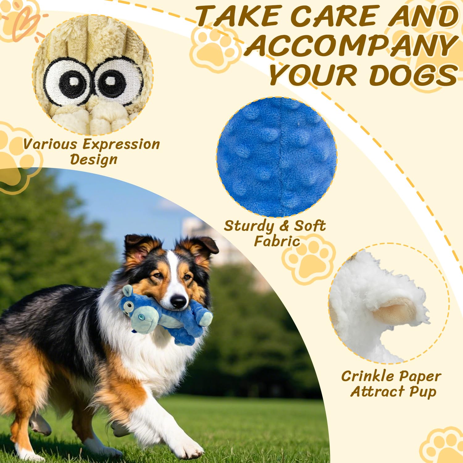 MeetYooo dog squeaky toy; interactive plush for indoor and outdoor play.