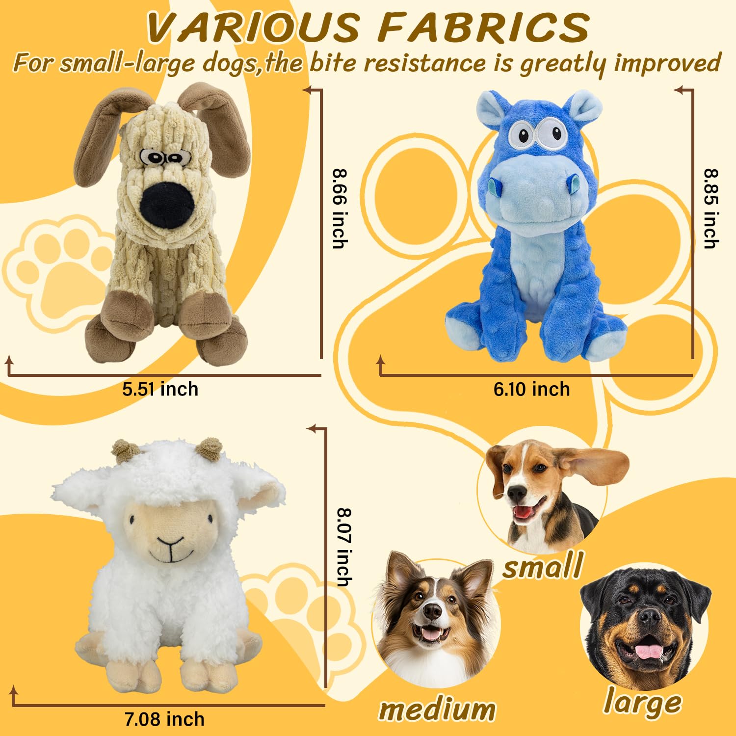 MeetYooo sheep squeaky toy; cozy plush option for active chewers.