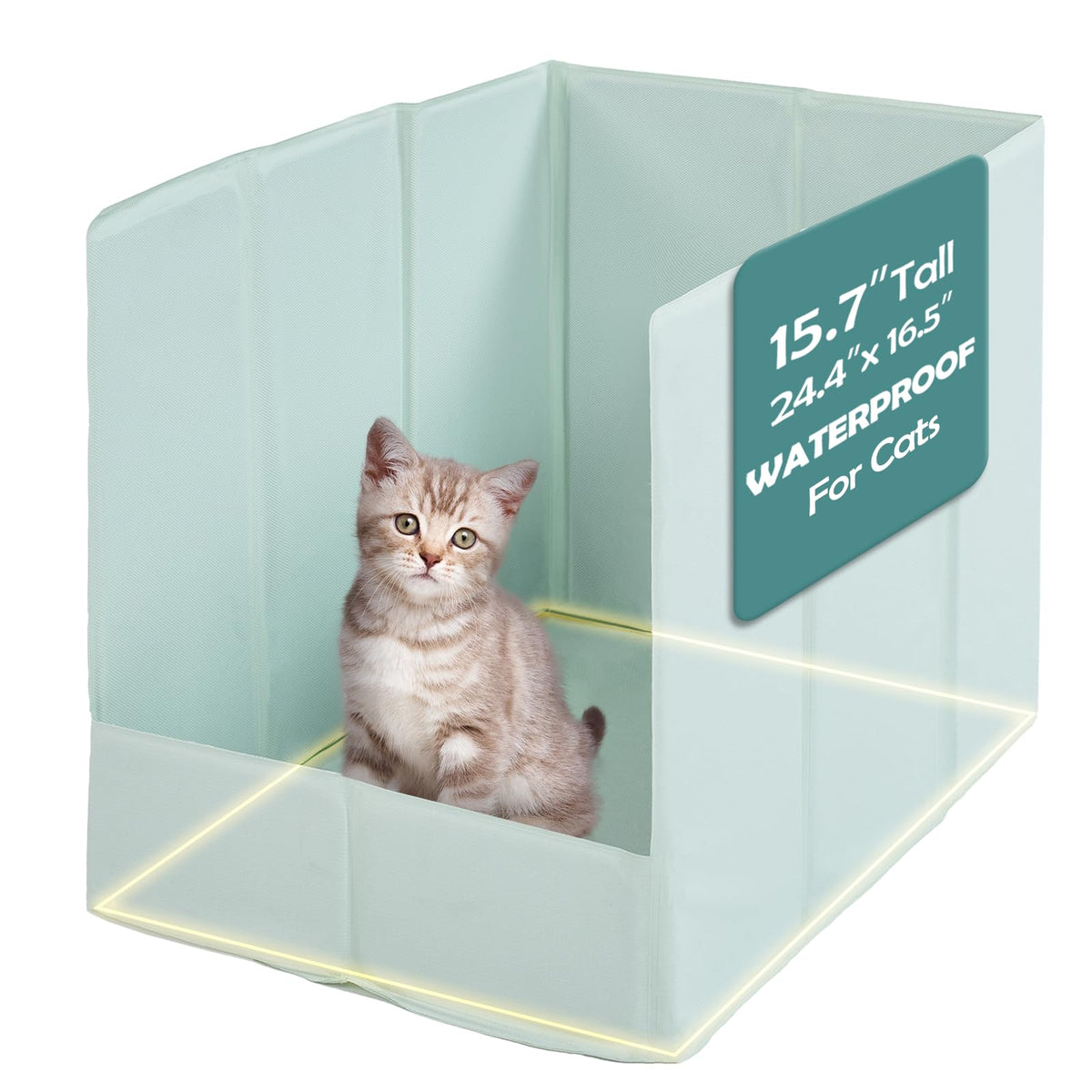 MEEXPAWS cat litter enclosure folded for compact storage and travel convenience.