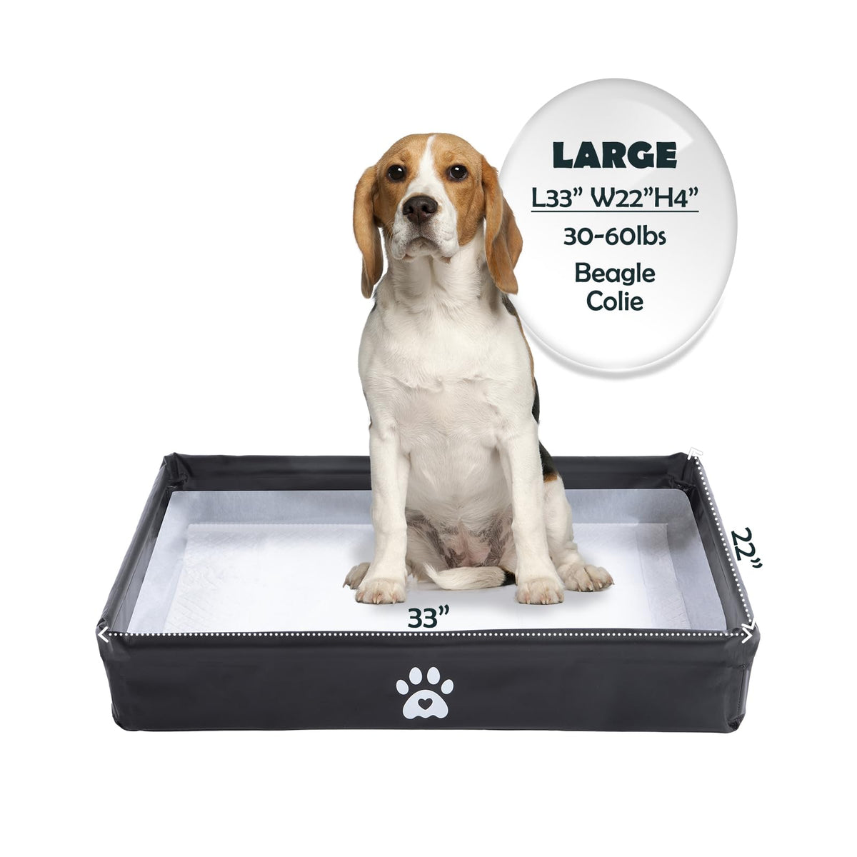 MEEXPAWS dog pee pad holder tray 33x22 inches for indoor potty training.