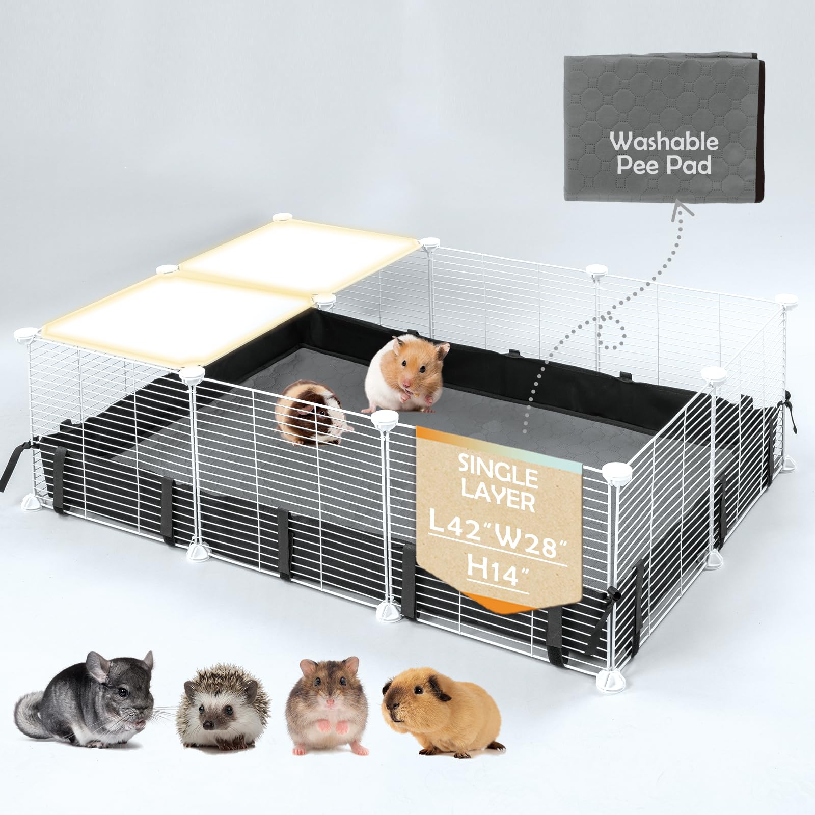 MEEXPAWS guinea pig playpen assembly demonstrates sturdy frame for safe, spacious pet exploration.
