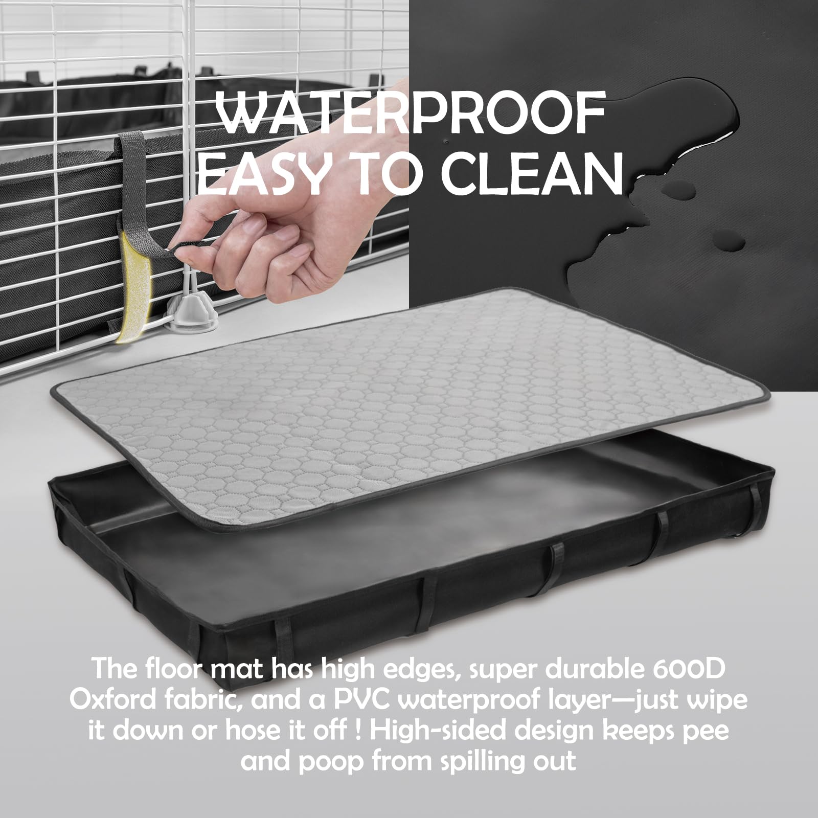 MEEXPAWS high-sided design with 600D fabric keeps spills contained and pets secure.