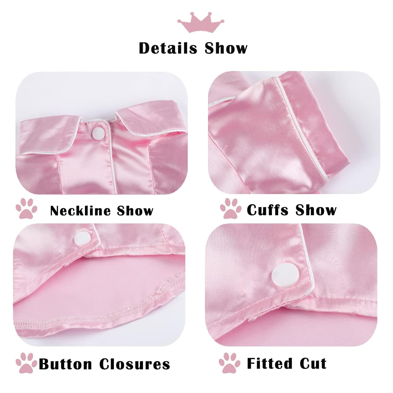 Meeyi dog silk pajamas pink L snap closure easy on and off