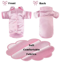 Meeyi dog silk pajamas pink L lapels detail elegant two legged design
