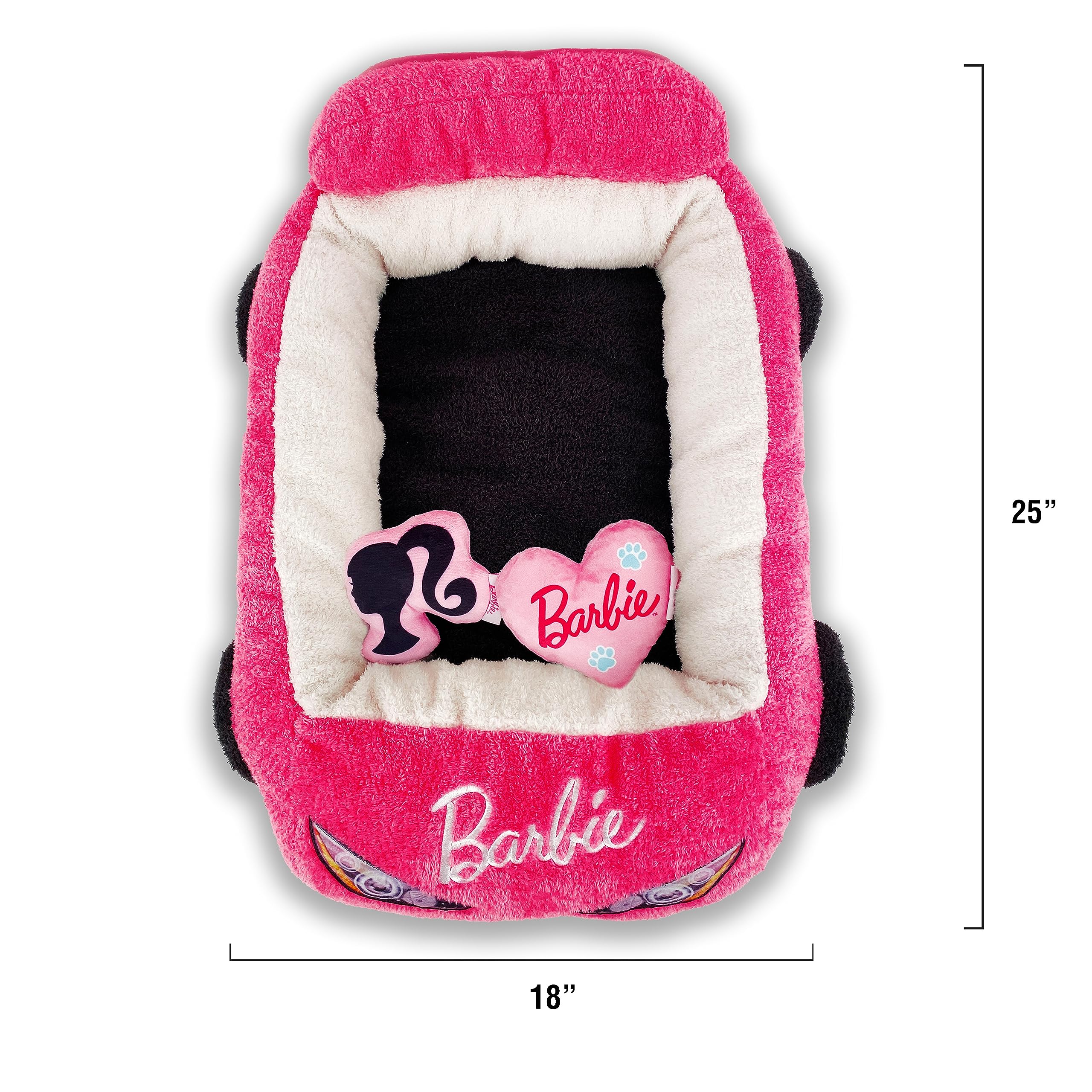 Megatoys Barbie plush car pet bed side view, inviting space for small pets.