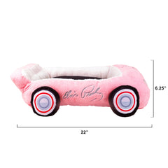 Megatoys Elvis Plush Car Bed includes 2 crinkle toys for interactive playtime.