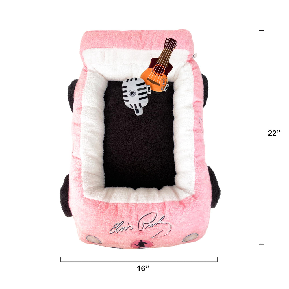 Megatoys Elvis Plush Car Bed elevated rim supports gentle head placement during naps.