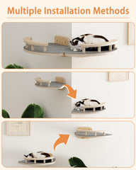 Megidok Modern Cat Wall Shelves perch-1 offers a roomy perch for attentive cat watching.
