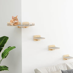 Megidok Modern Cat Wall Shelves step-1 provides secure climbing and comfy lounging for cats.