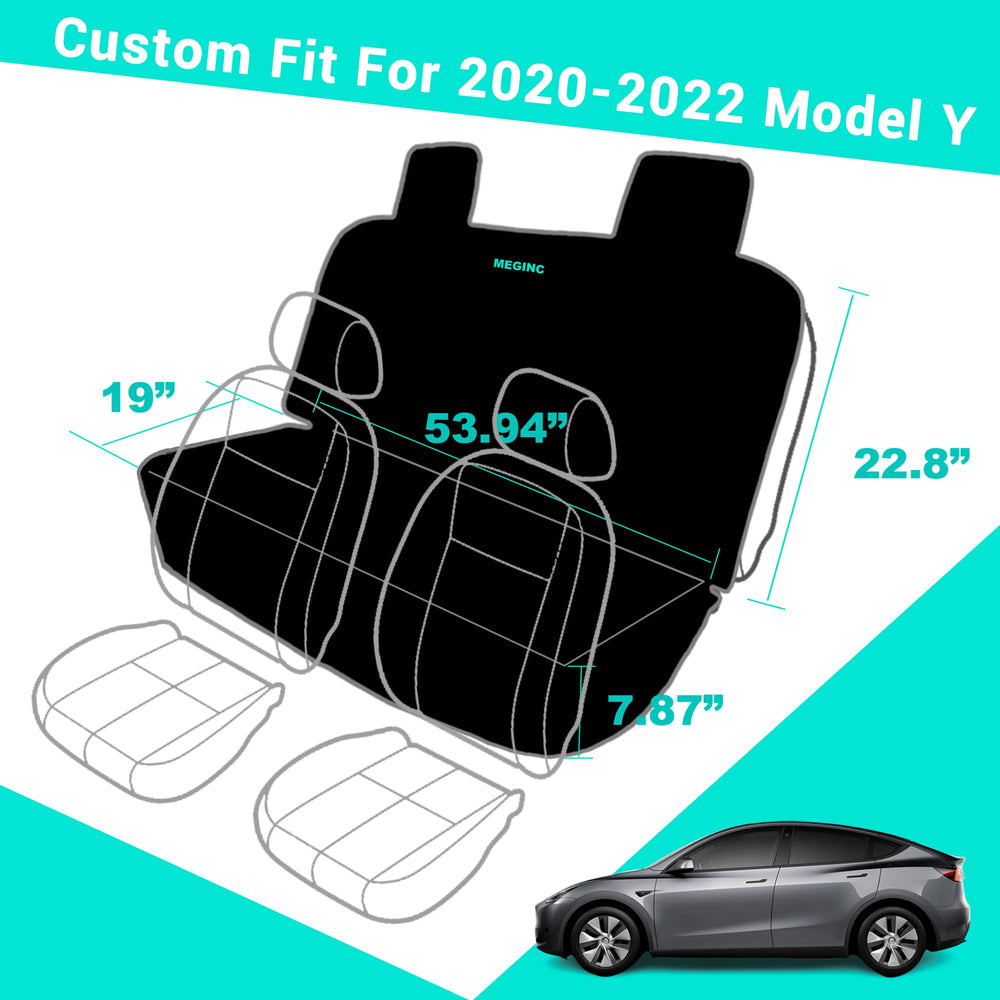 Meginc dog seat cover custom fit for Model Y ensures snug protection and pet comfort.