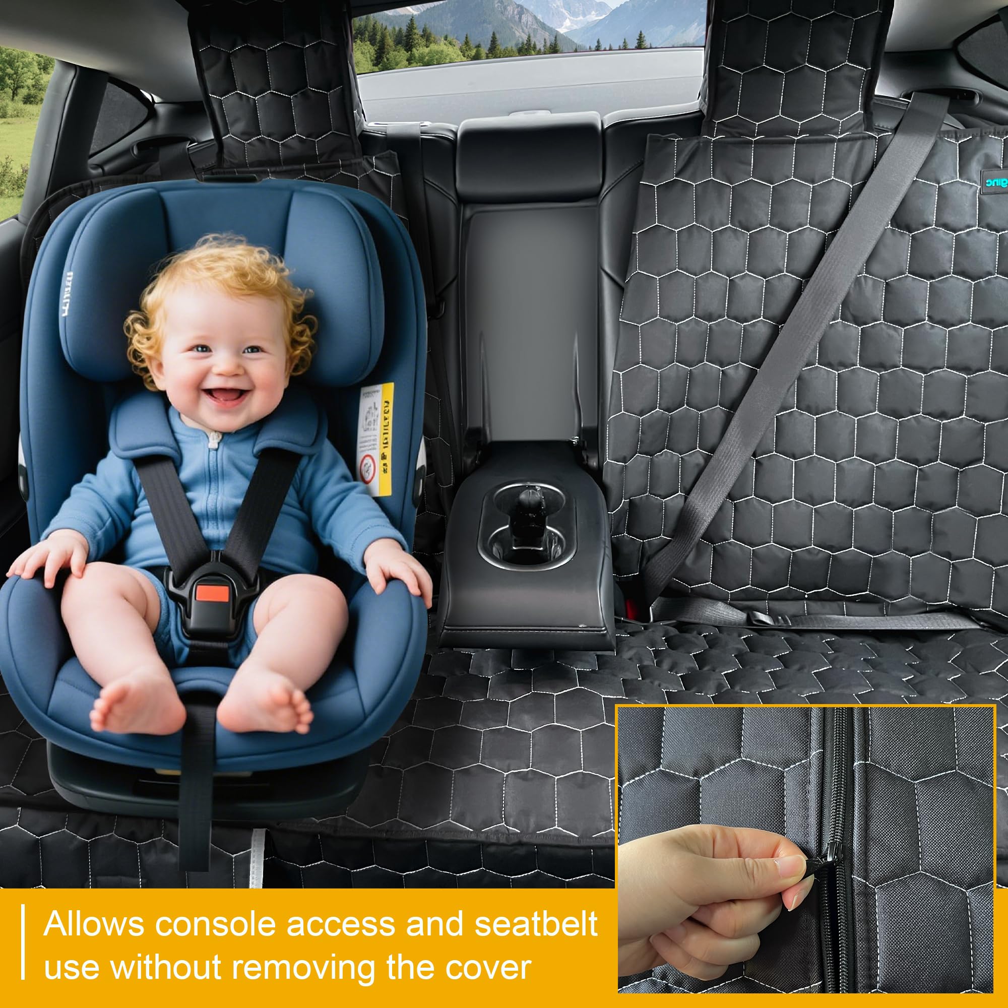 Meginc dog seat cover with non-slip back and anchors for stability.