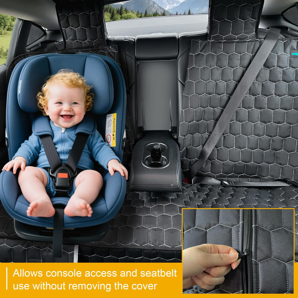Meginc dog seat cover with non-slip back and anchors for stability.