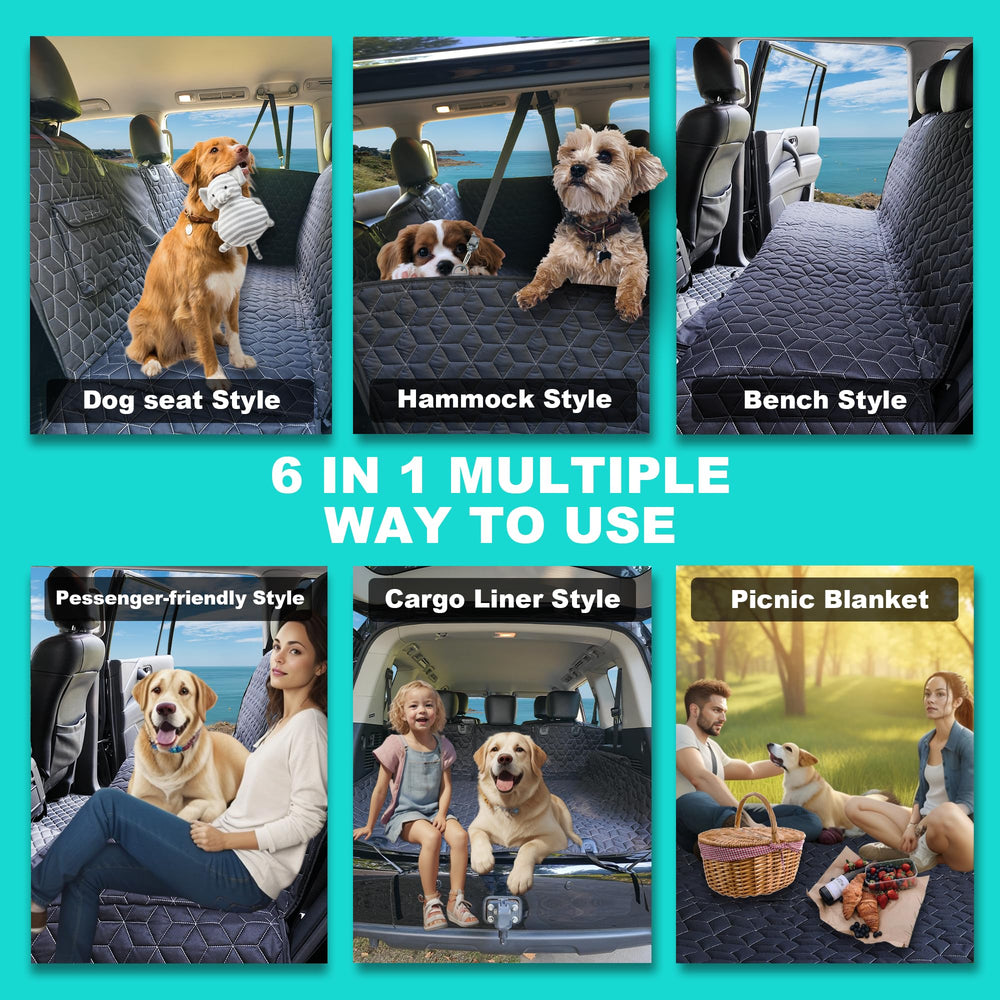 Meginc dog seat cover non-slip back with anchors stays in place
