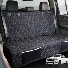 Meginc dog seat cover on truck backseat protects from spills and scratches.