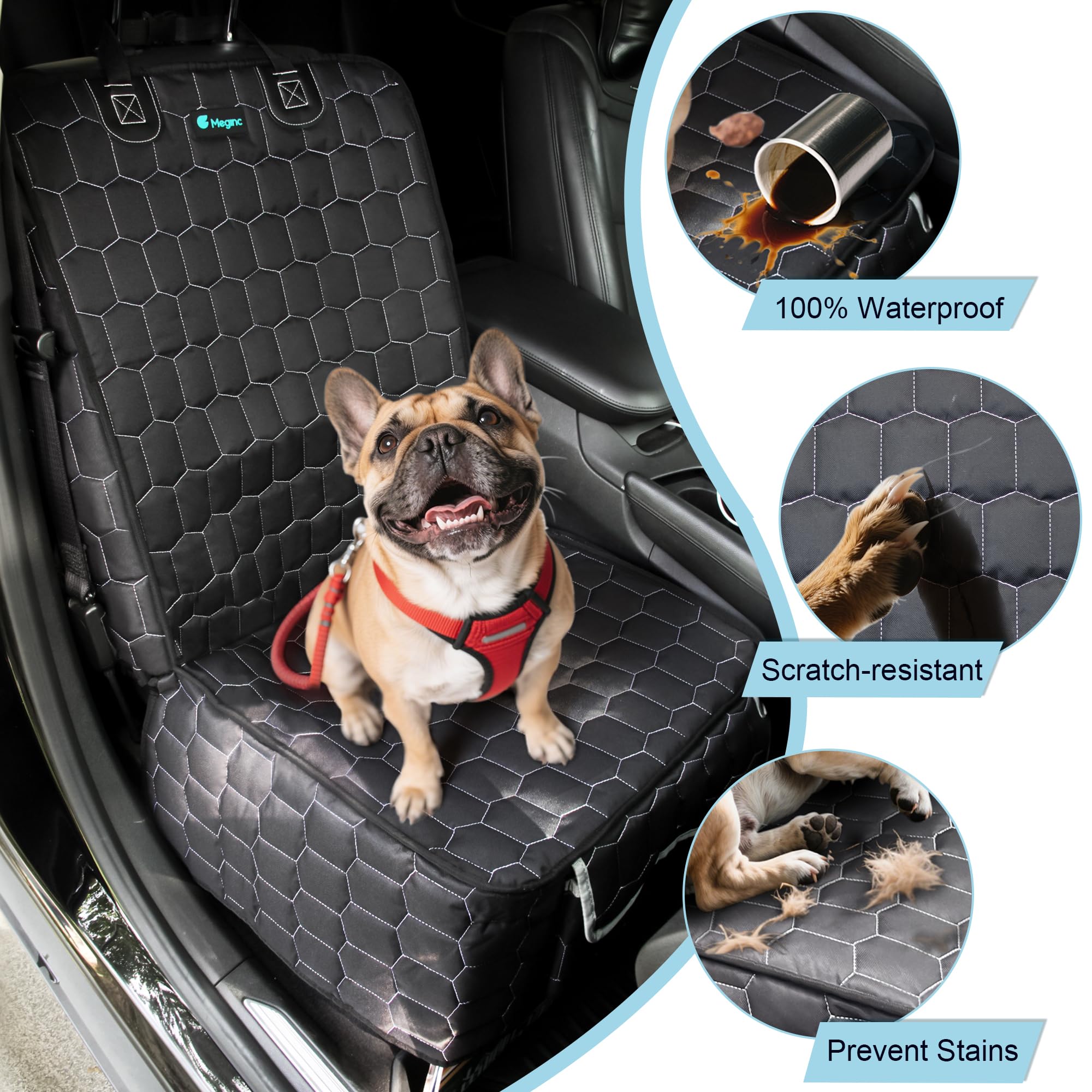 Meginc front seat cover dog-proof design cushions pets during rides