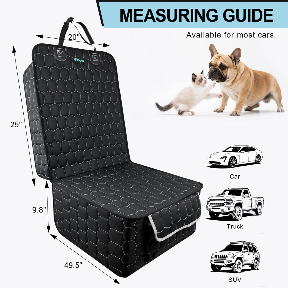 Meginc front seat cover storage pocket holds leashes and toys