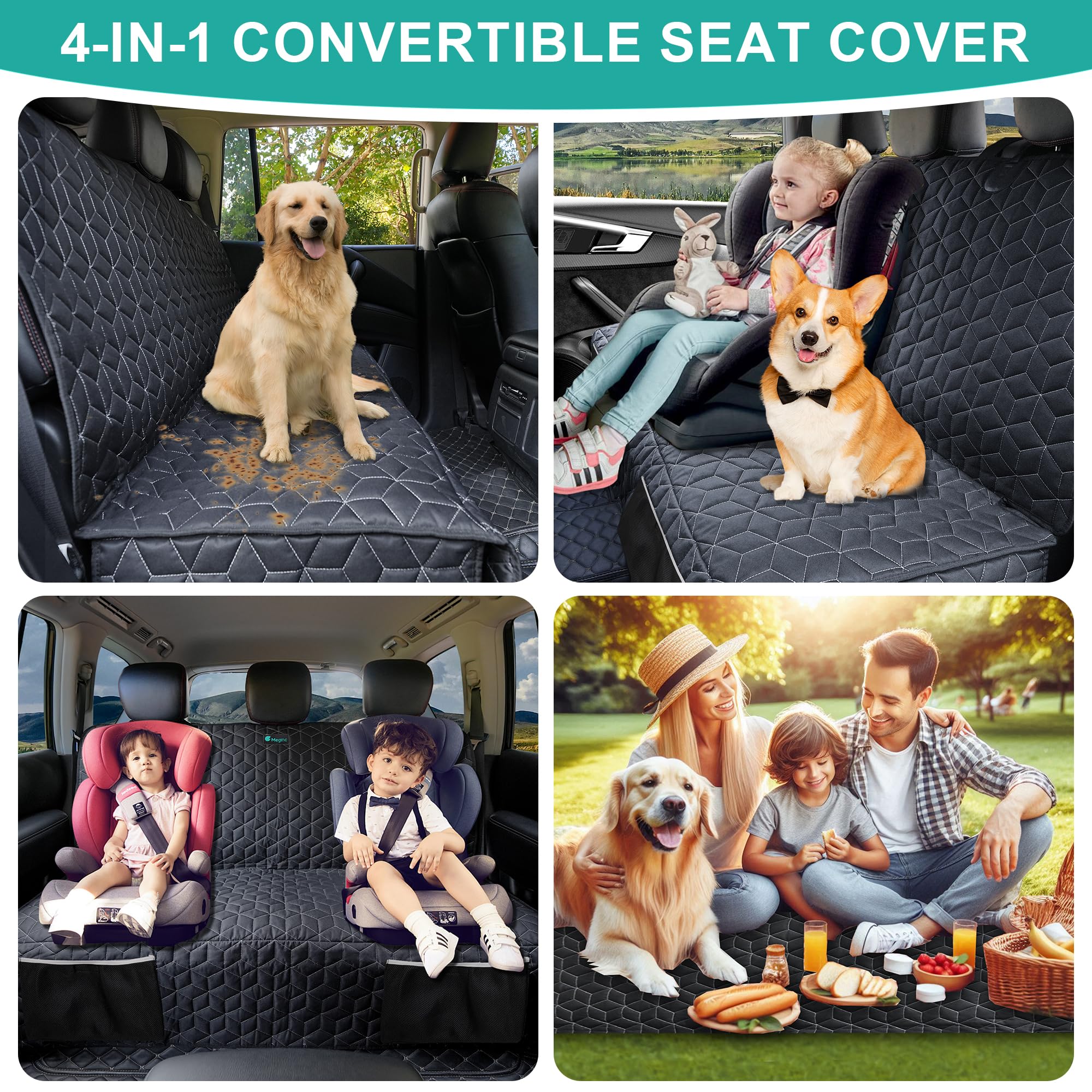 Meginc multipurpose backseat protector supports passengers and cargo.